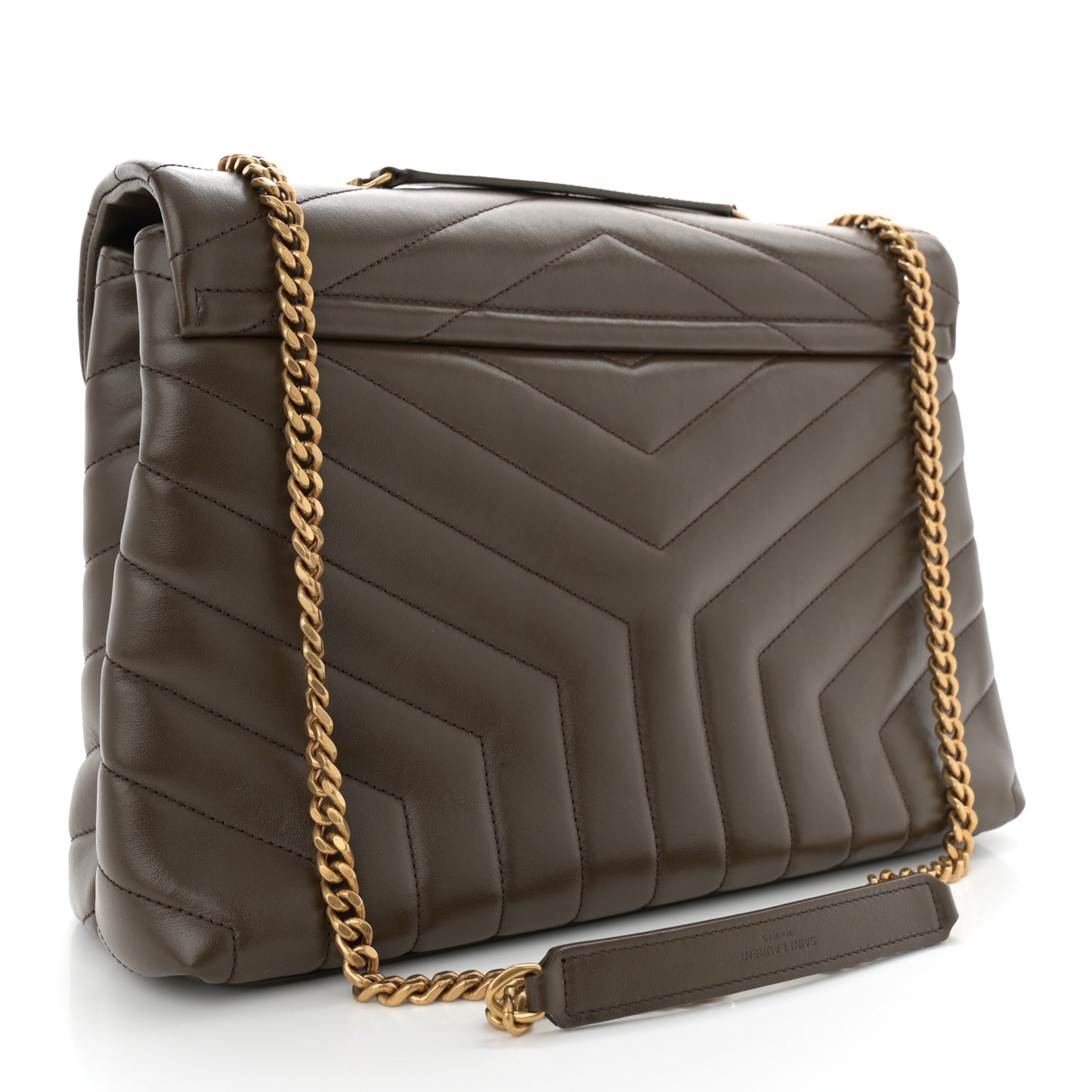 Calfskin Y Quilted Monogram Medium Loulou Chain Satchel Soil Brown