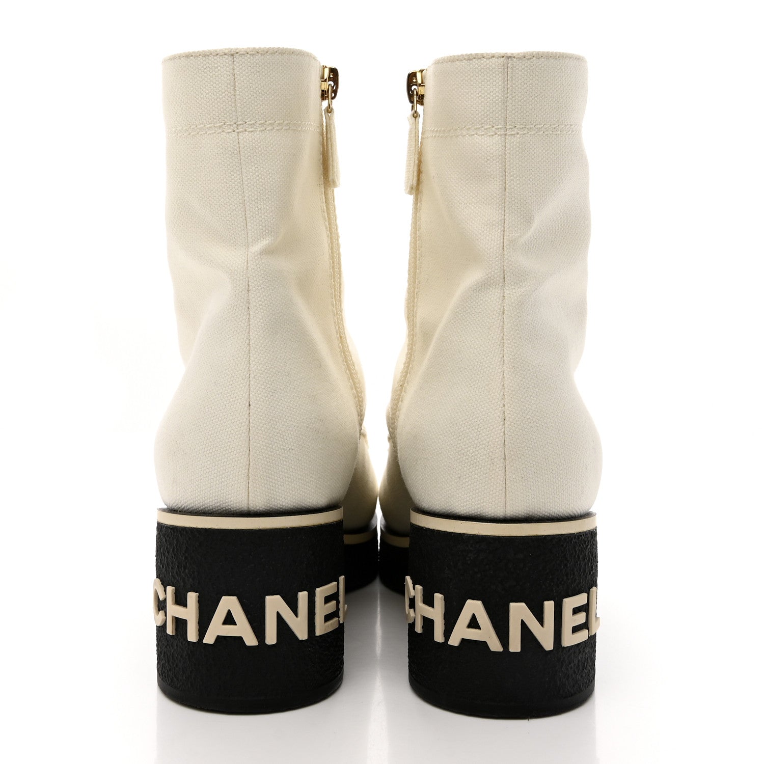 Chanel Fabric Lace Up Combat Boots 38.5 White 5 of 17