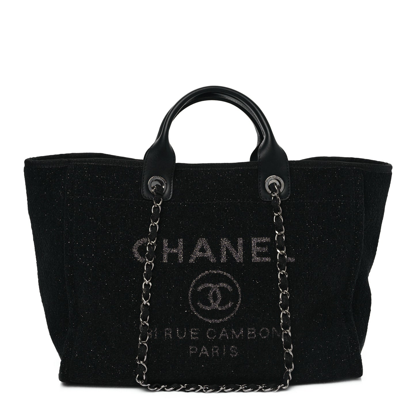 Lurex Boucle Medium Deauville Tote Black