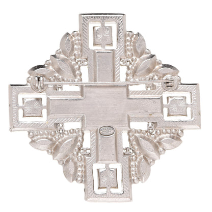 Chanel Crystal Baguette Maltese Cross Brooch Black Silver 3 of 4