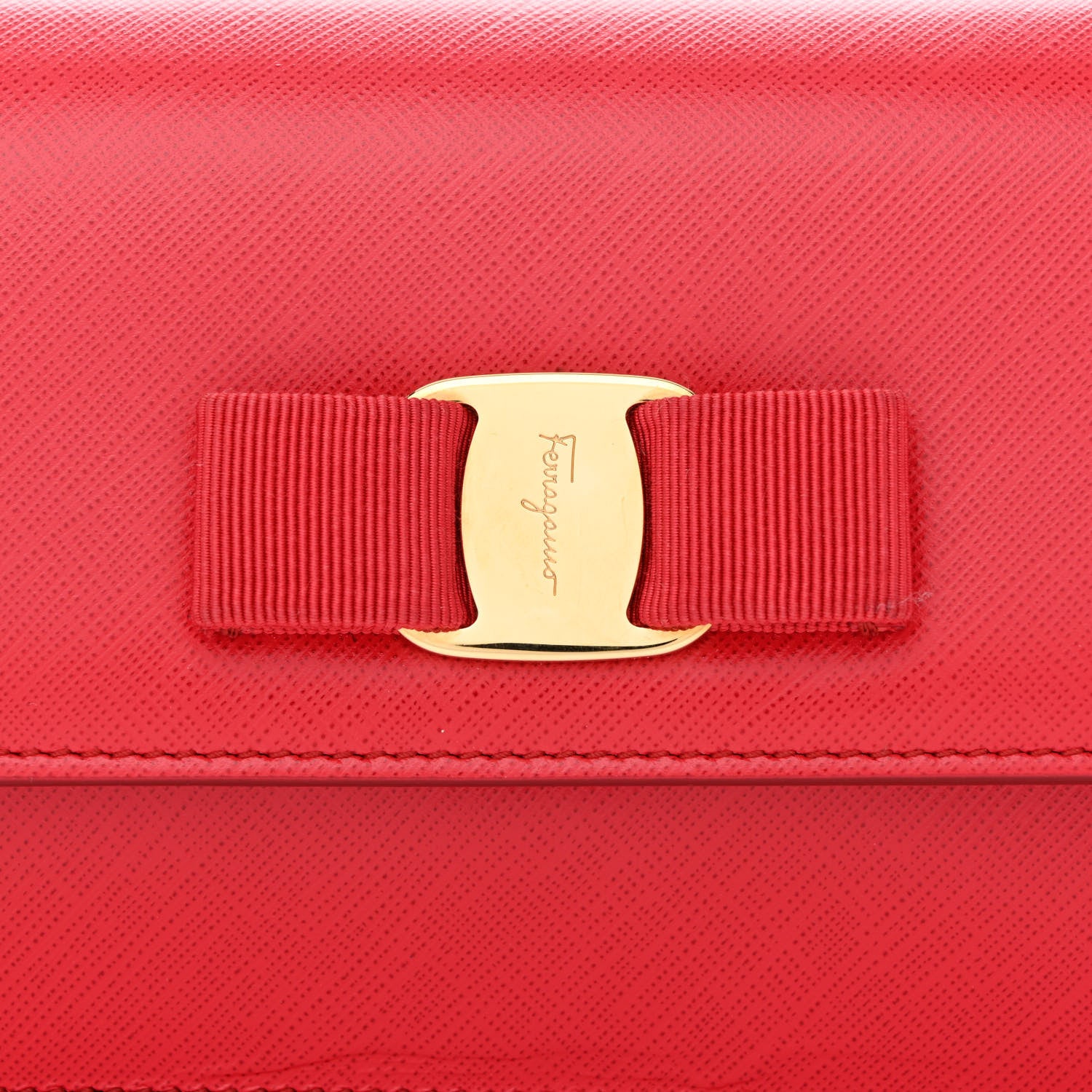 Salvatore Ferragamo Saffiano Vera Bow Crossbody Belt Bag Red 7 of 19
