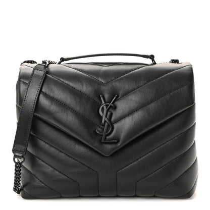 Saint Laurent Calfskin Y Quilted Monogram Monochrome Small Loulou Chain Satchel Black 1 of 10