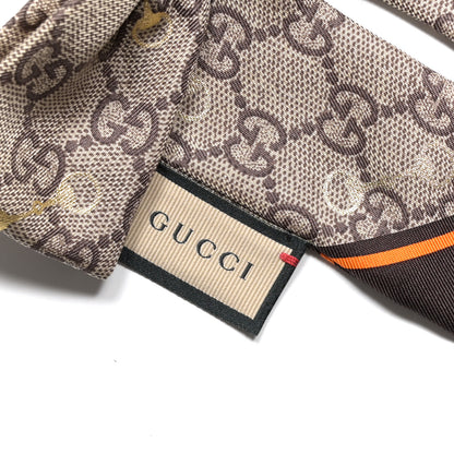Gucci Silk Twill GG Monogram Gold Horsebity Bow Scrunchie Brown Orange 3 of 3