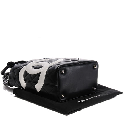 Chanel Calfskin Quilted Small Cambon Tote Black White 4 of 7