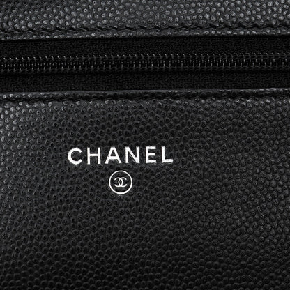Chanel Caviar Chevron Quilted Wallet On Chain WOC Black 6 of 9