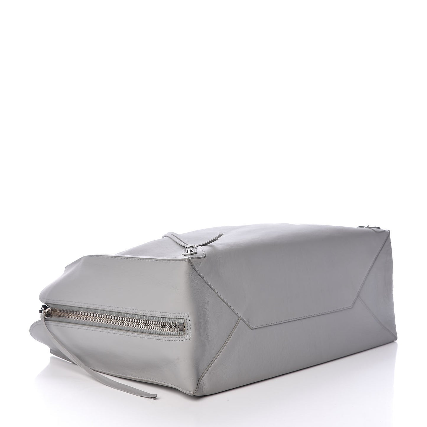 Veau Papier A4 Zip Around Tote Gris Glace