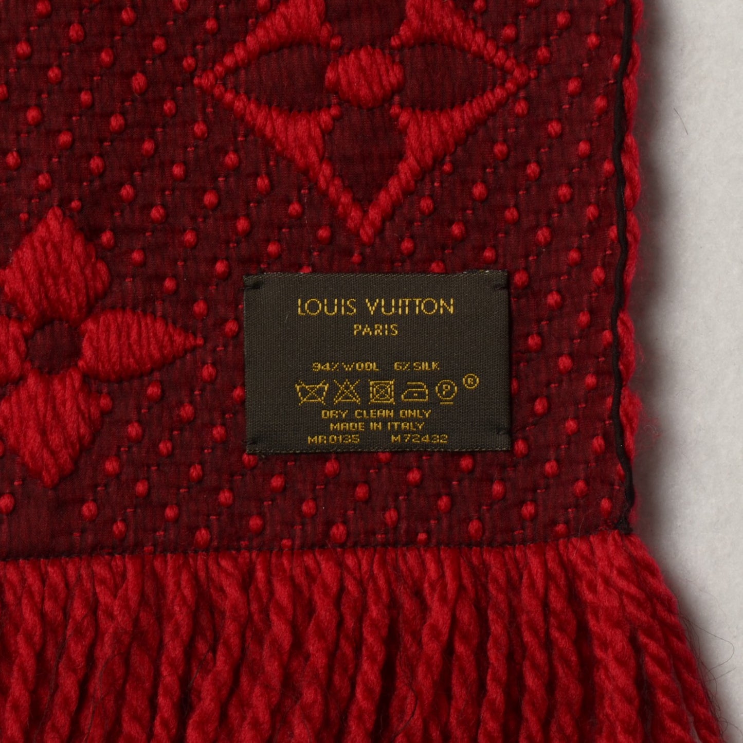 Wool Silk Logomania Scarf Rubis