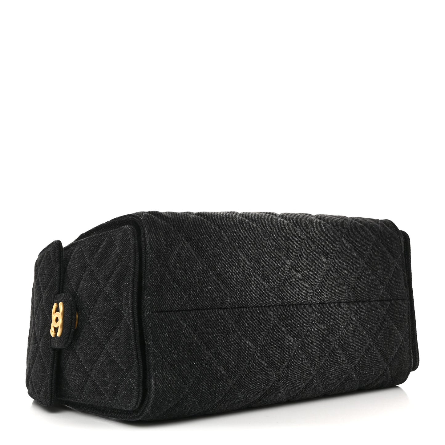 Washed Denim Quilted Small Chanel 25 Handbag Black