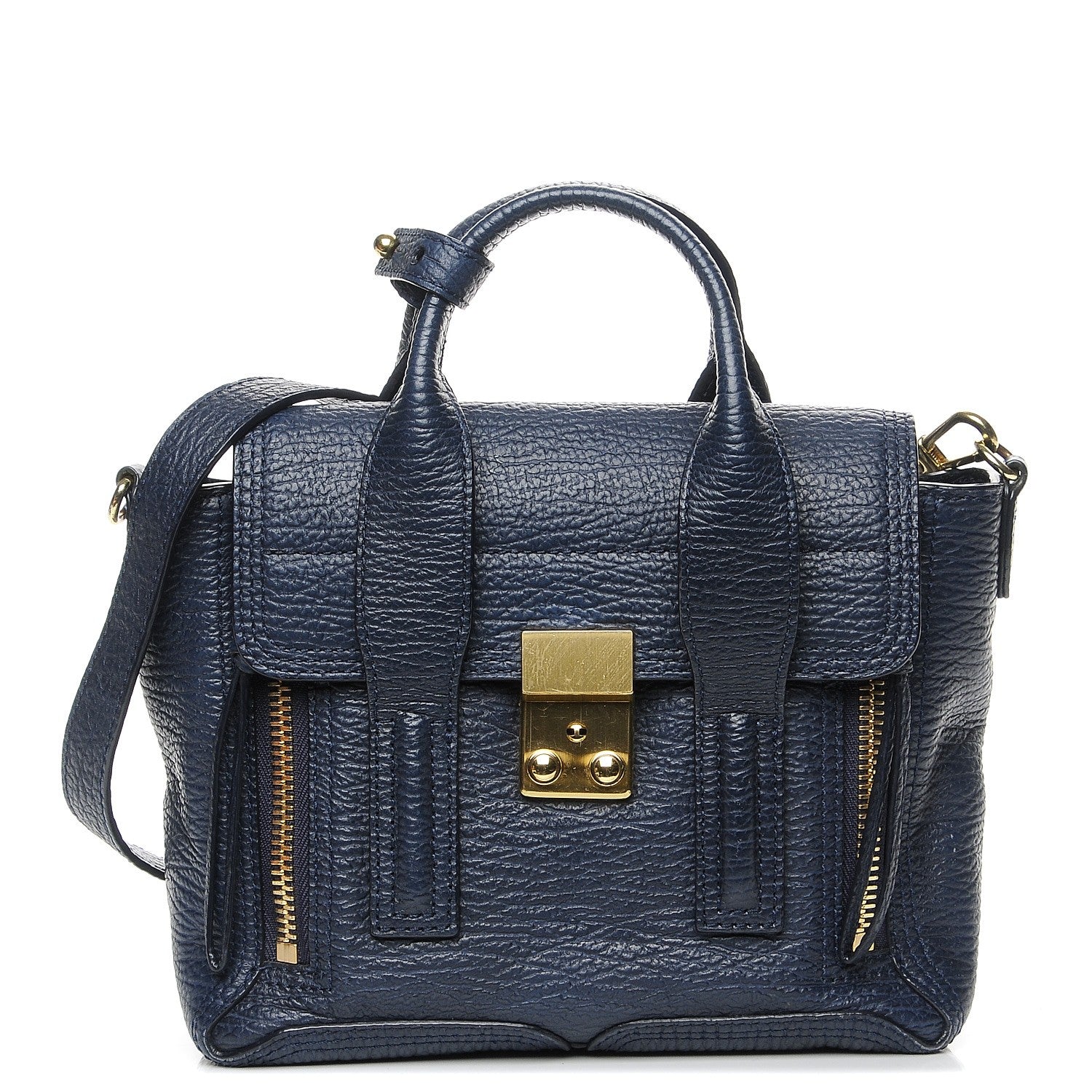 3.1 Phillip Lim 3.1 Textured Calfskin Mini Pashli Satchel Ink 1 of 8