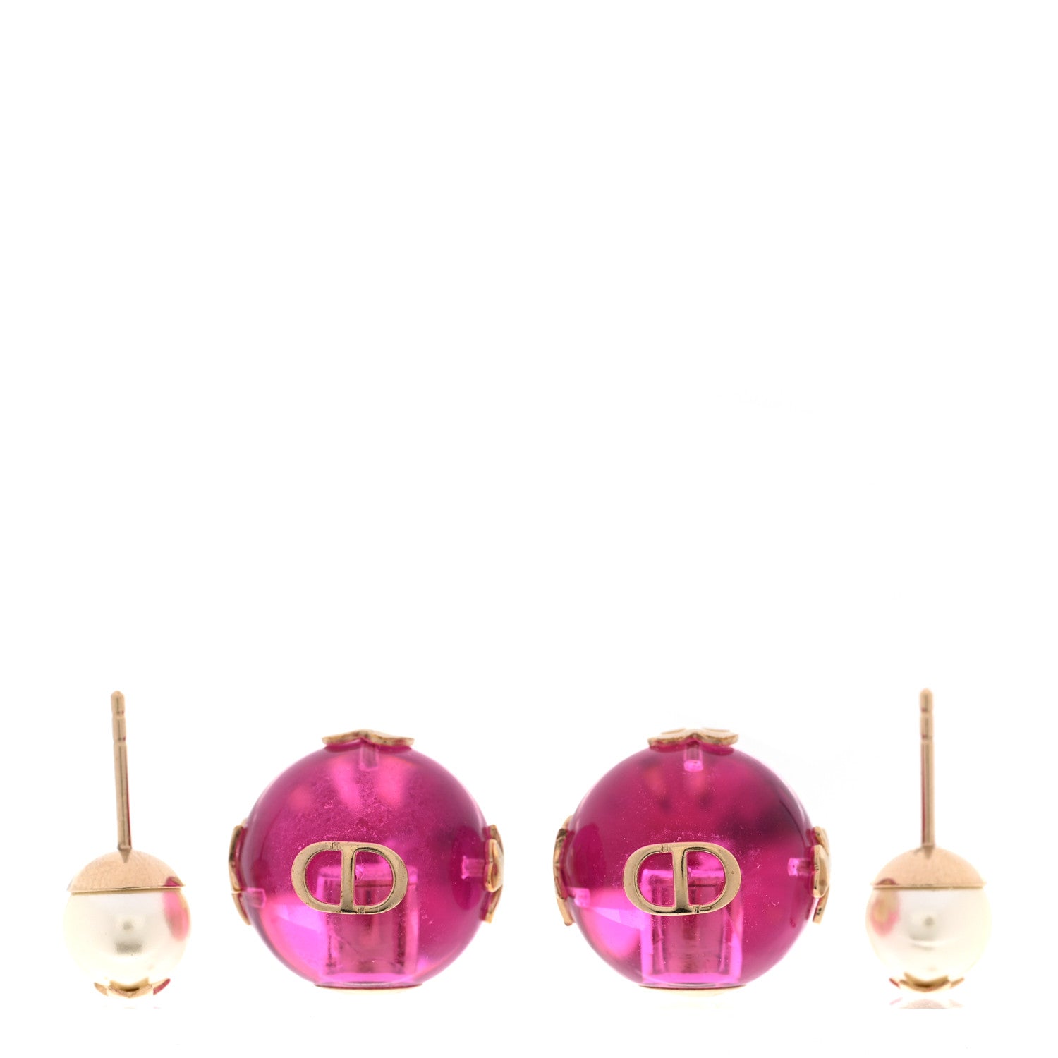 Christian Dior Resin Pearl Dior Tribales Earrings Gold White Transparent Rani Pink 3 of 5