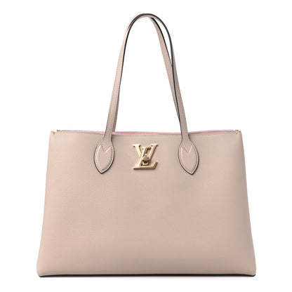 Louis Vuitton Grained Calfskin Lockme Shopper Greige 1 of 8