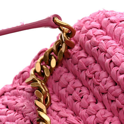 Saint Laurent Raffia Calfskin Monogram Medium Niki Chain Satchel Bright Pink 13 of 13