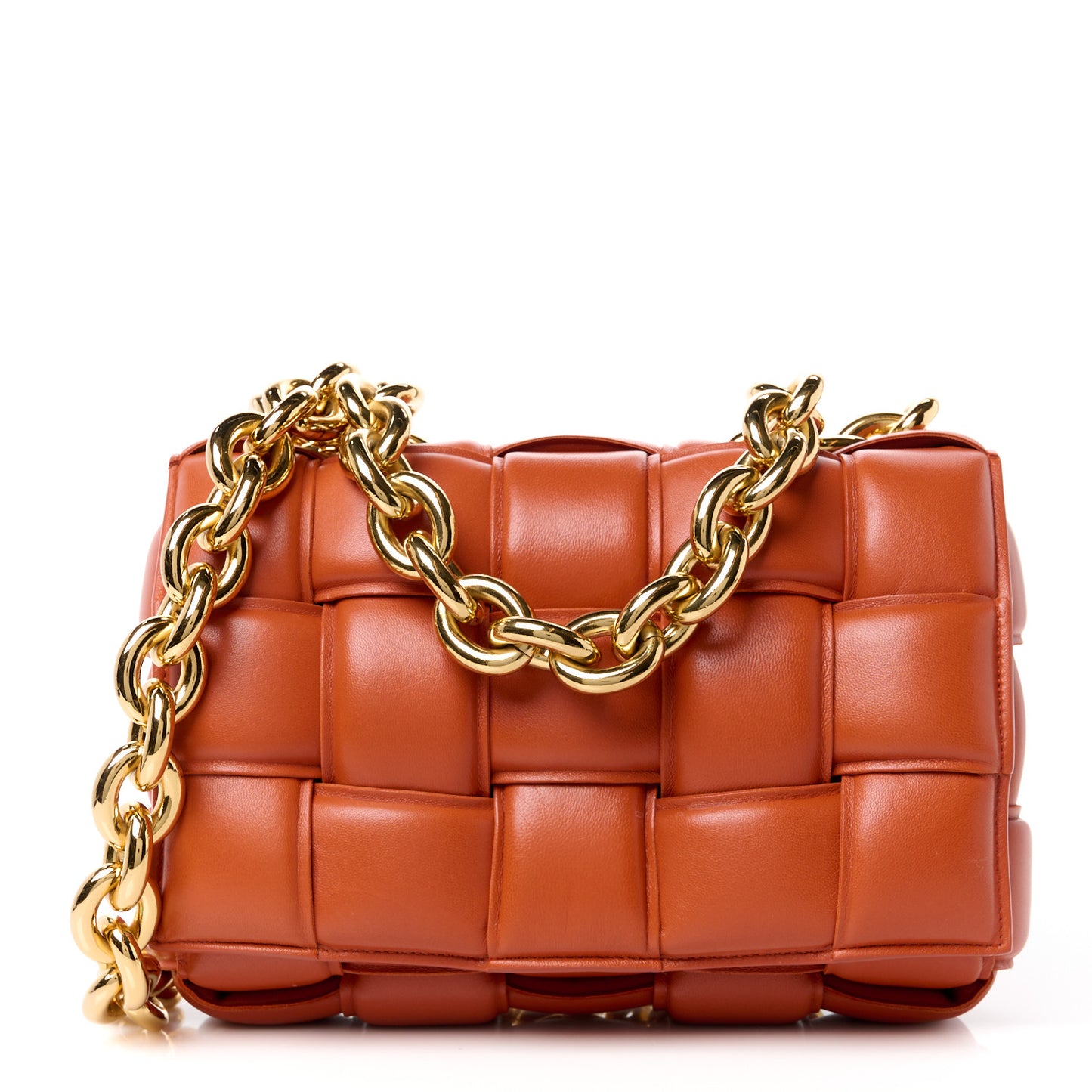 Lambskin Maxi Intreccio Padded Chain Cassette Crossbody Bag Clay