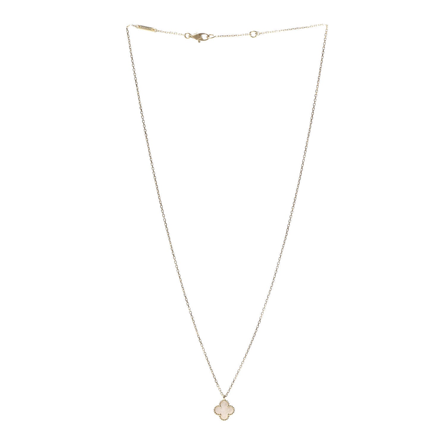Van Cleef & Arpels 18K Yellow Gold Mother of Pearl Sweet Alhambra Pendant Necklace 3 of 8