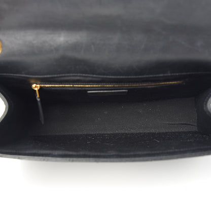 Saint Laurent Smooth Calfskin Matelasse Chevron Large Monogram Satchel Black 4 of 10