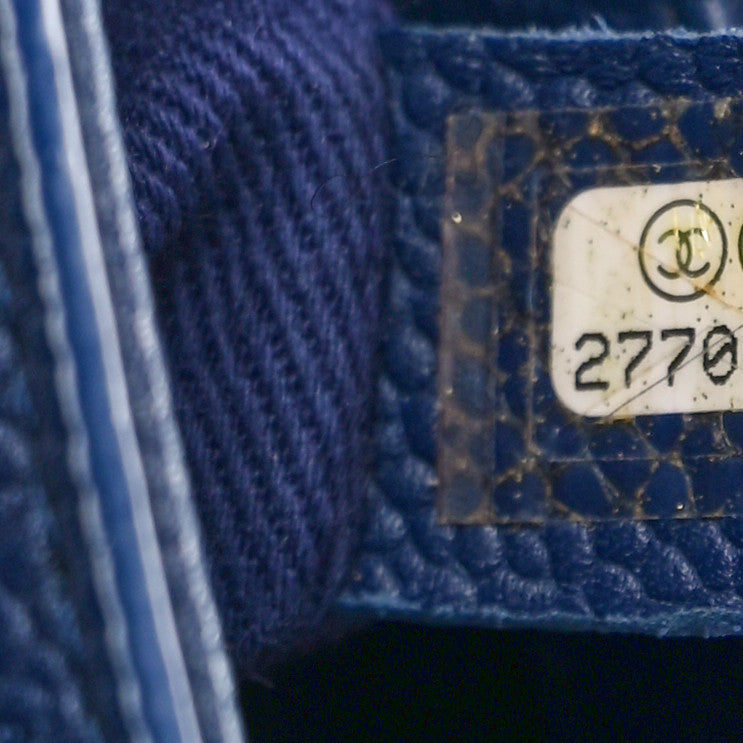 Caviar Diamond Stitched Small Top Handle Flap Blue