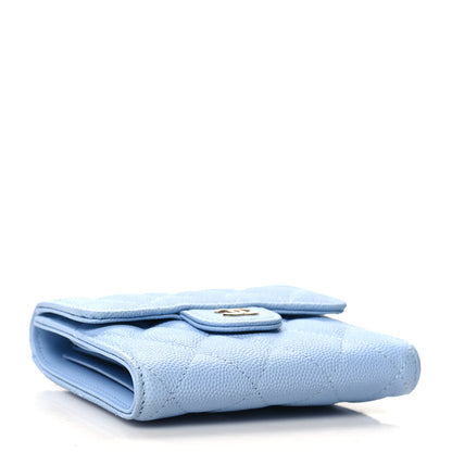 Chanel Caviar Quilted Compact Flap Wallet Light Blue 4 of 9