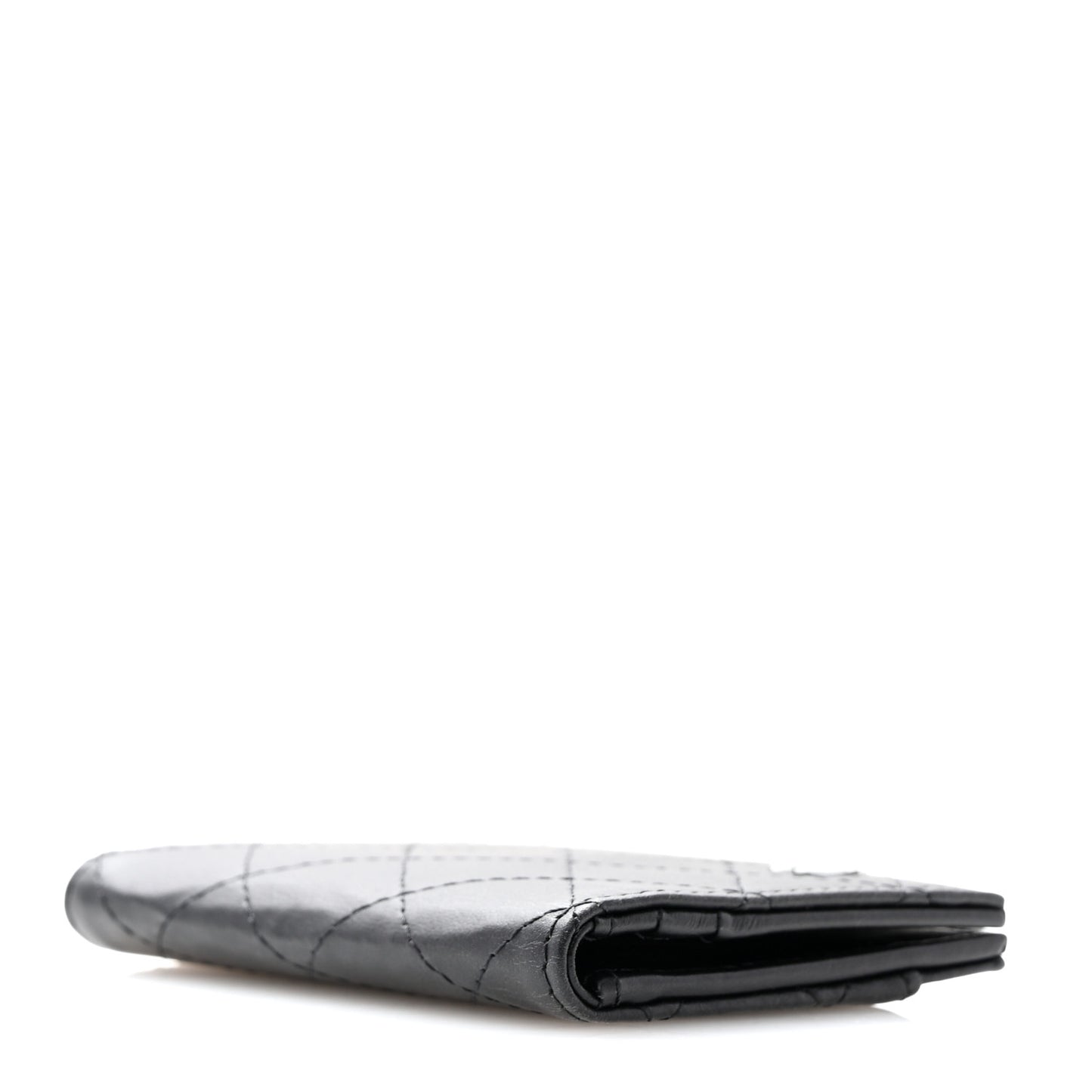 Calfskin Quilted Card Holder Wallet So Black