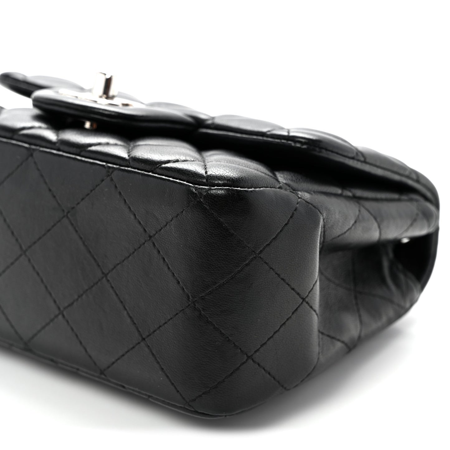 Lambskin Quilted Mini Square Flap Black