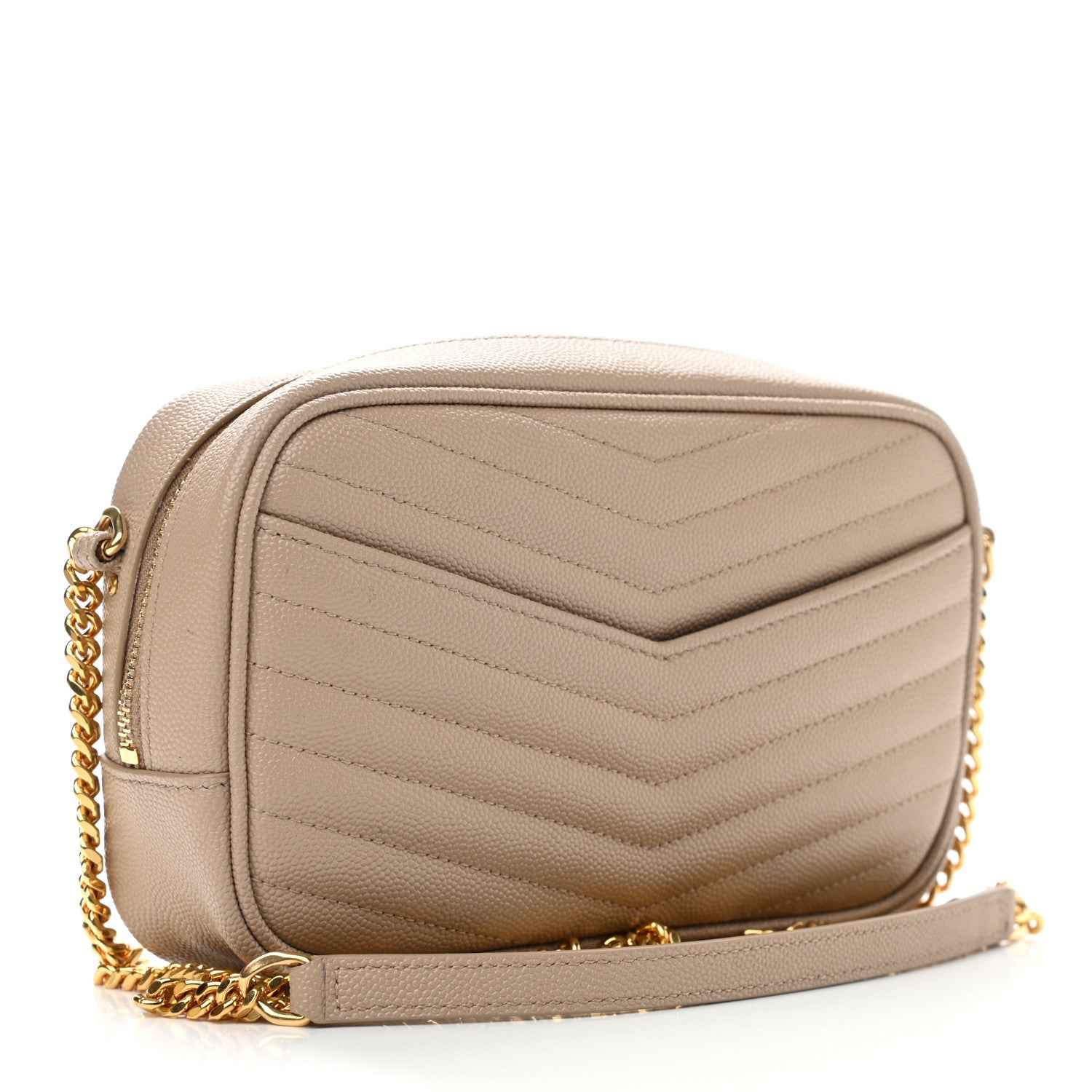 Saint Laurent Grain De Poudre Matelasse Monogram Mini Lou Camera Bag Dark Beige 3 of 12