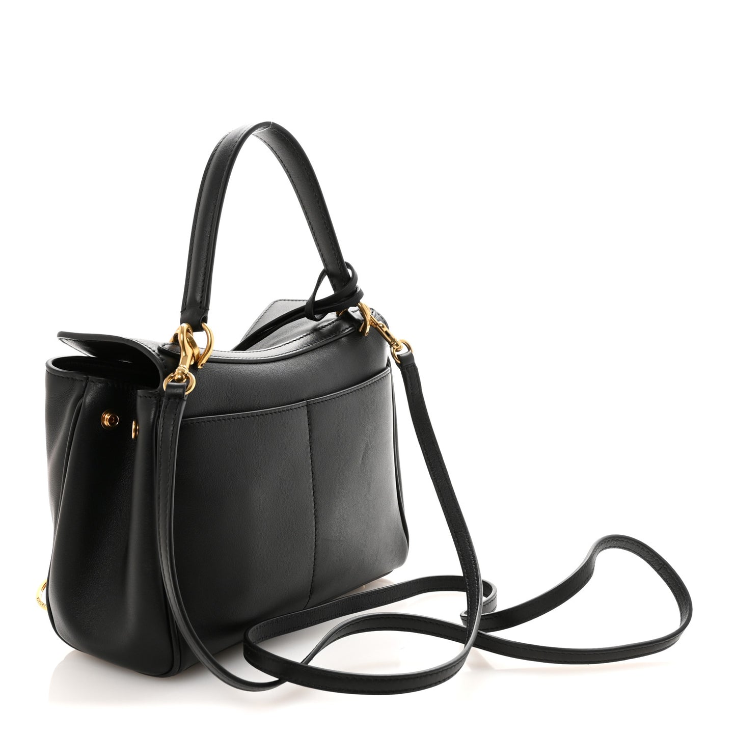 Natural Smooth Calfskin Mini Rodeo Top Handle Handbag Black