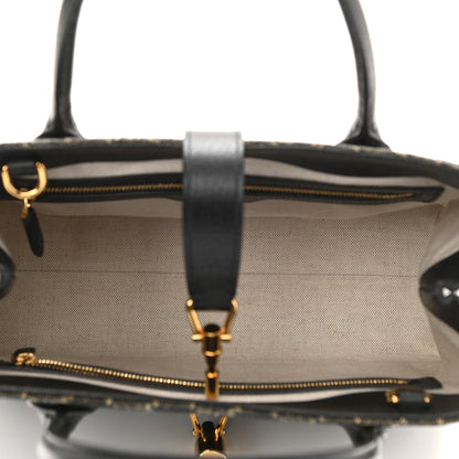Gucci Jacquard Black Denim GG Monogram Textured Dollar Calfskin Medium Jackie 1961 Tote Black Ivory 5 of 9