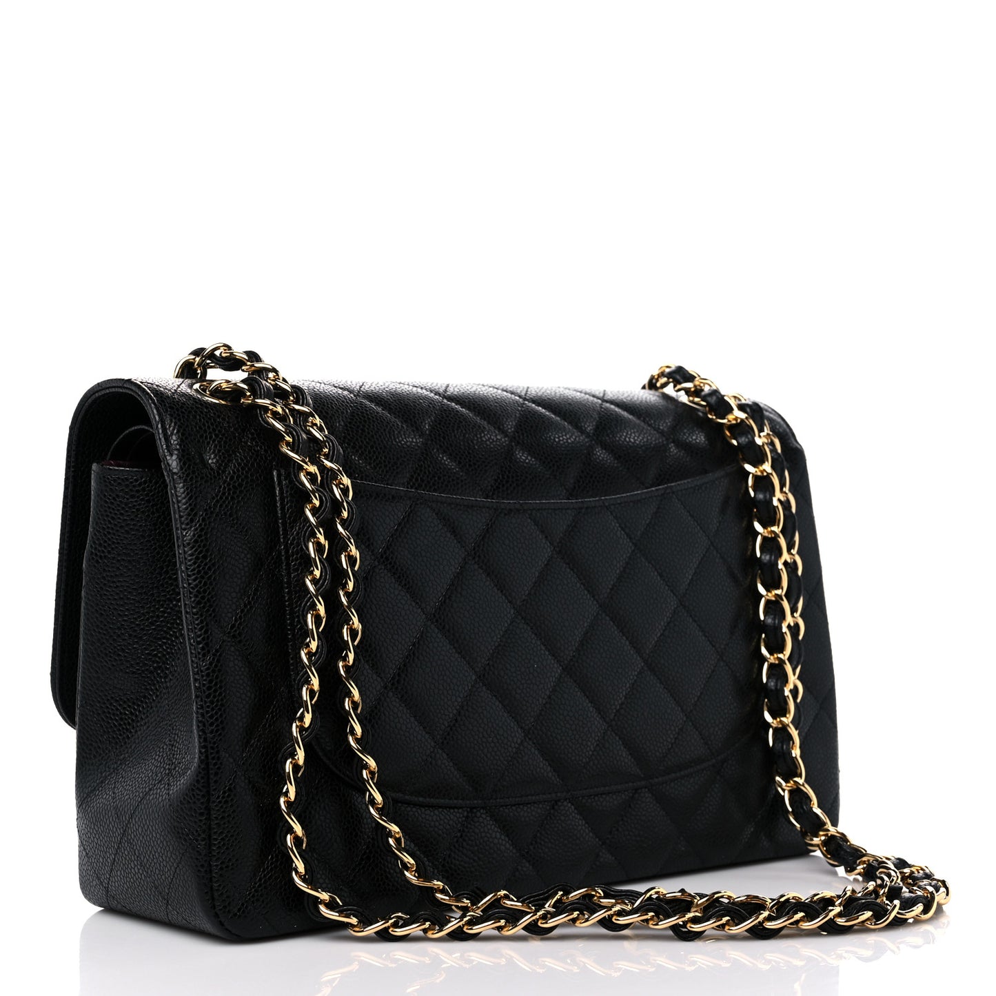 Caviar Quilted Jumbo Double Flap Black