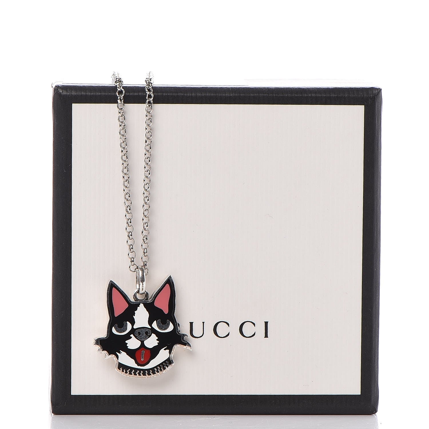 Gucci Sterling Silver Enamel Bosco Pendant Necklace 8 of 8