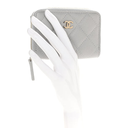 Chanel Caviar Quilted Zip Coin Purse Grey 2 of 8