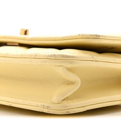 Chanel Lambskin Quilted Sweet Camellia Wallet on Chain WOC Yellow 11 of 14