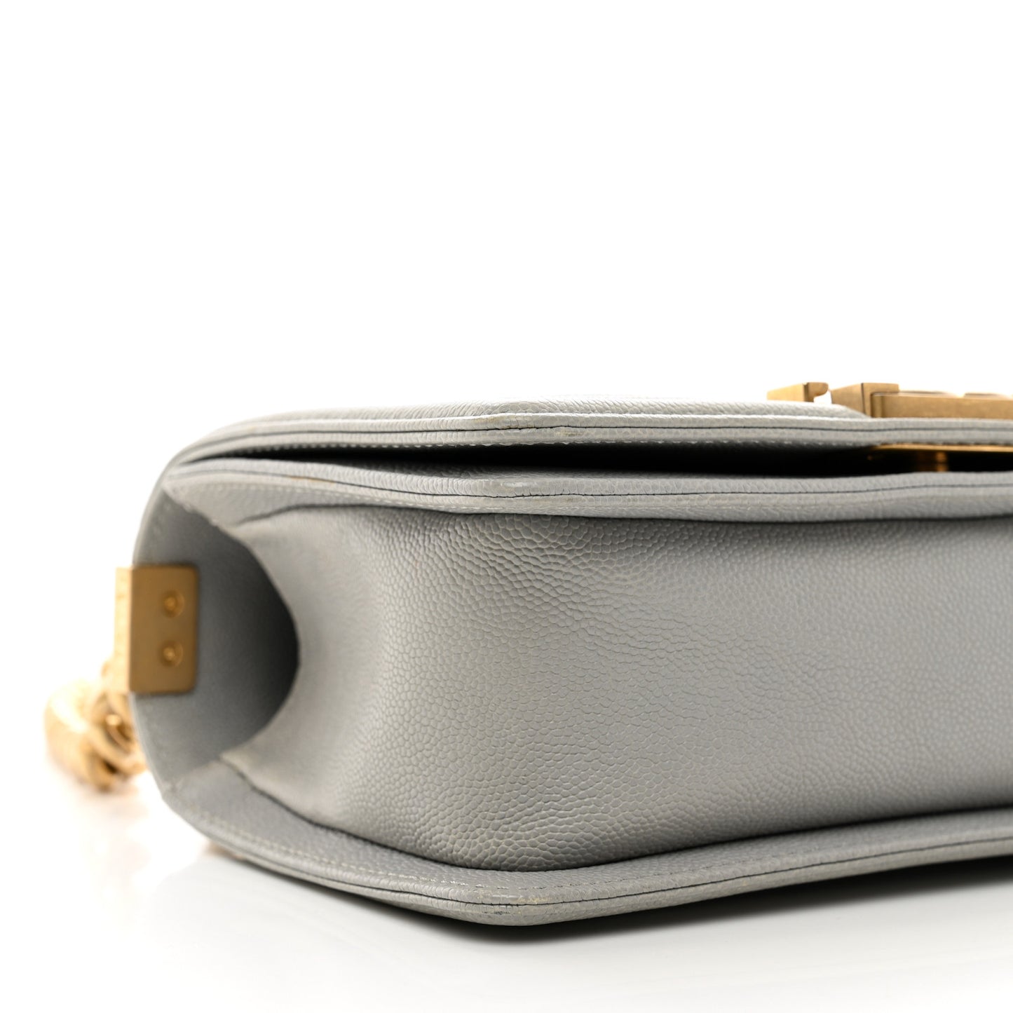 Caviar Quilted Small Boy Flap Light Grey