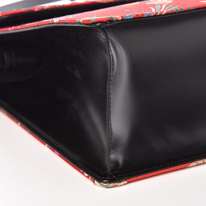 Gucci Jacquard Floral Medium Sylvie Top Handle Bag Red Multicolor Black 12 of 14