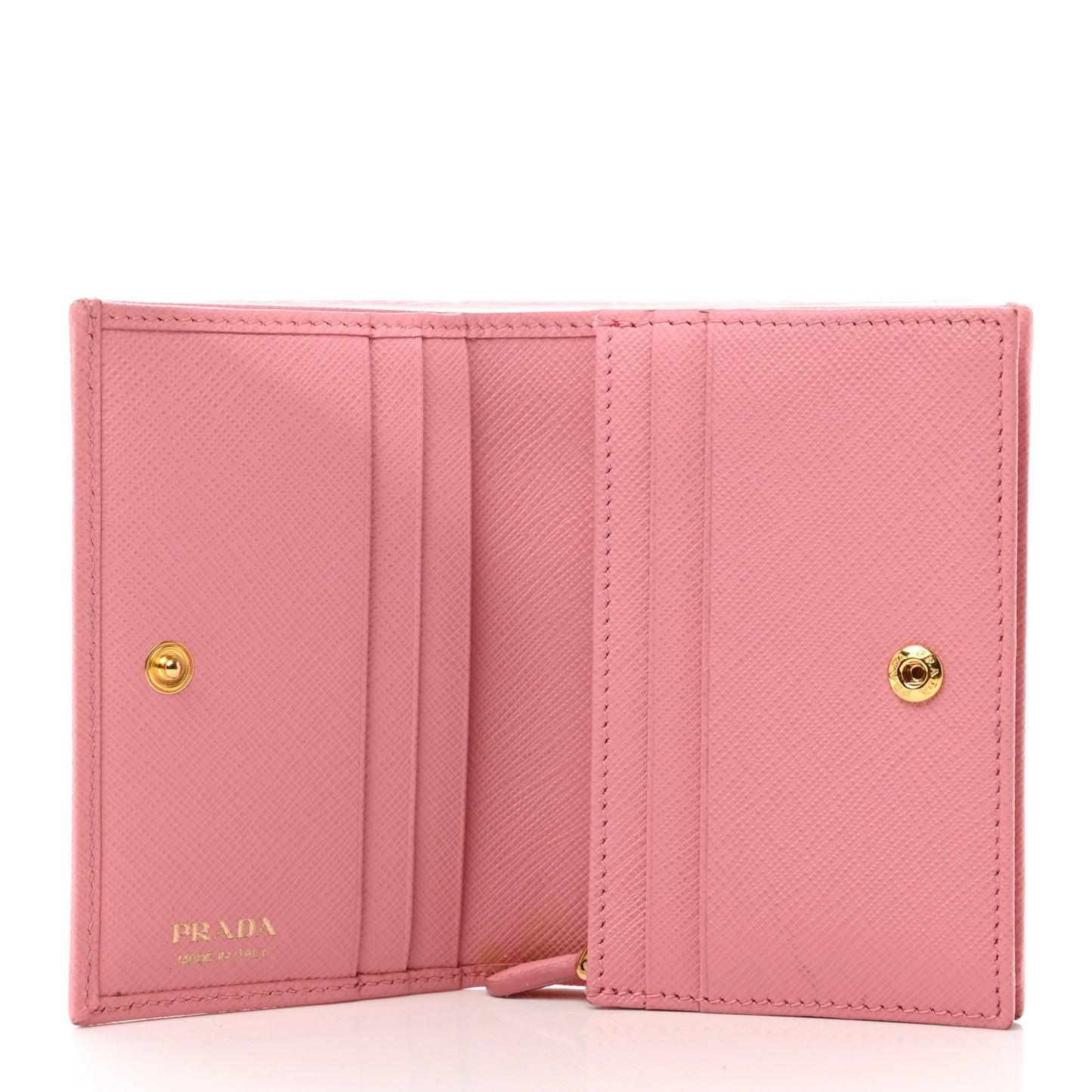 Saffiano Metal Compact Snap Bi-Fold Wallet Petalo