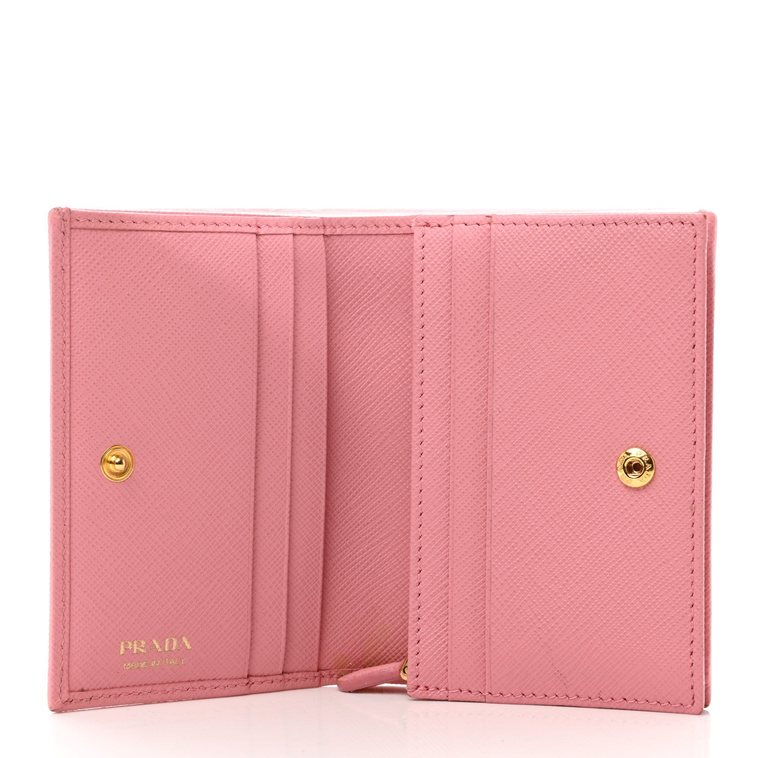 Prada Saffiano Metal Compact Snap Bi-Fold Wallet Petalo 5 of 8