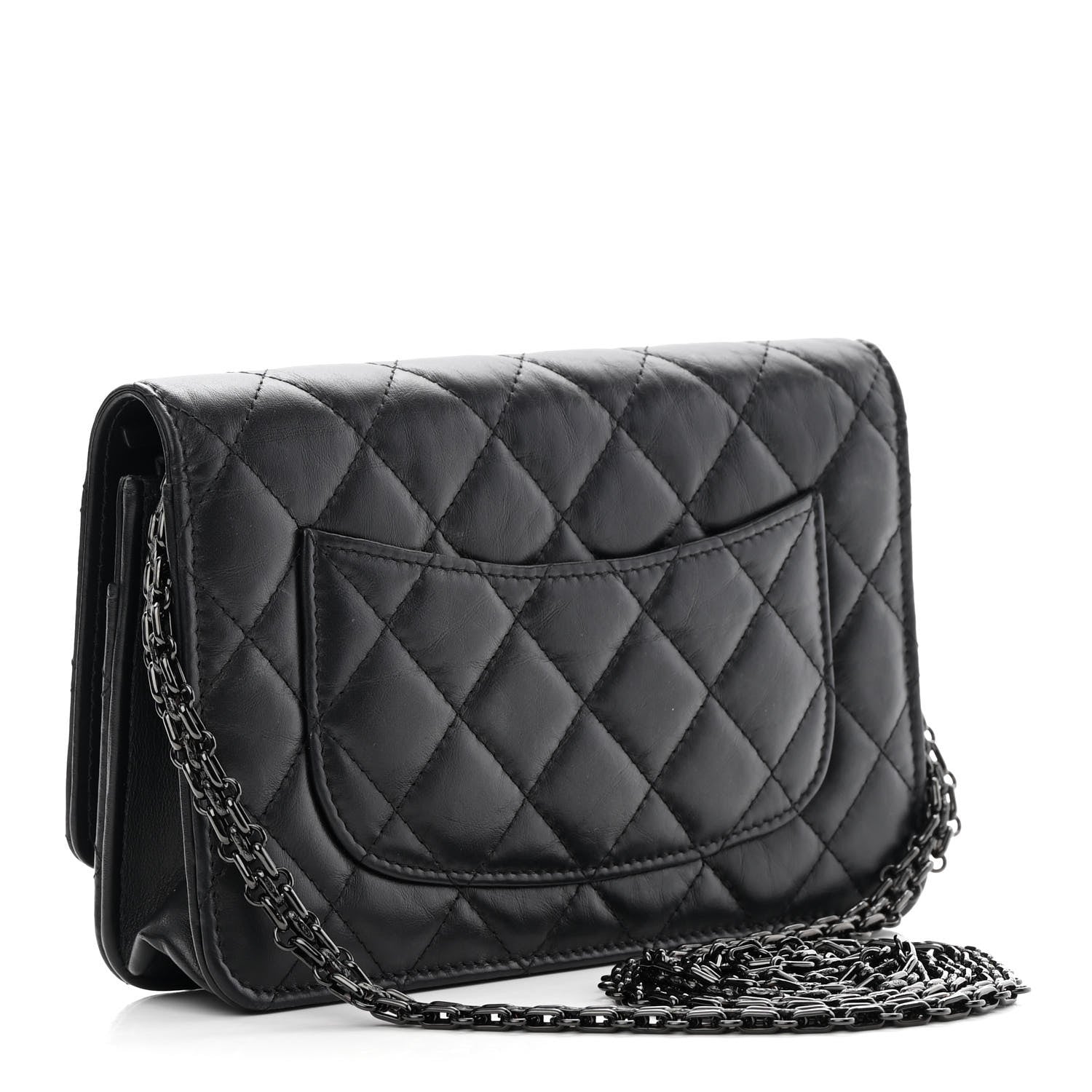 Chanel Aged Calfskin Quilted Reissue Wallet On Chain WOC So Black 3 of 13