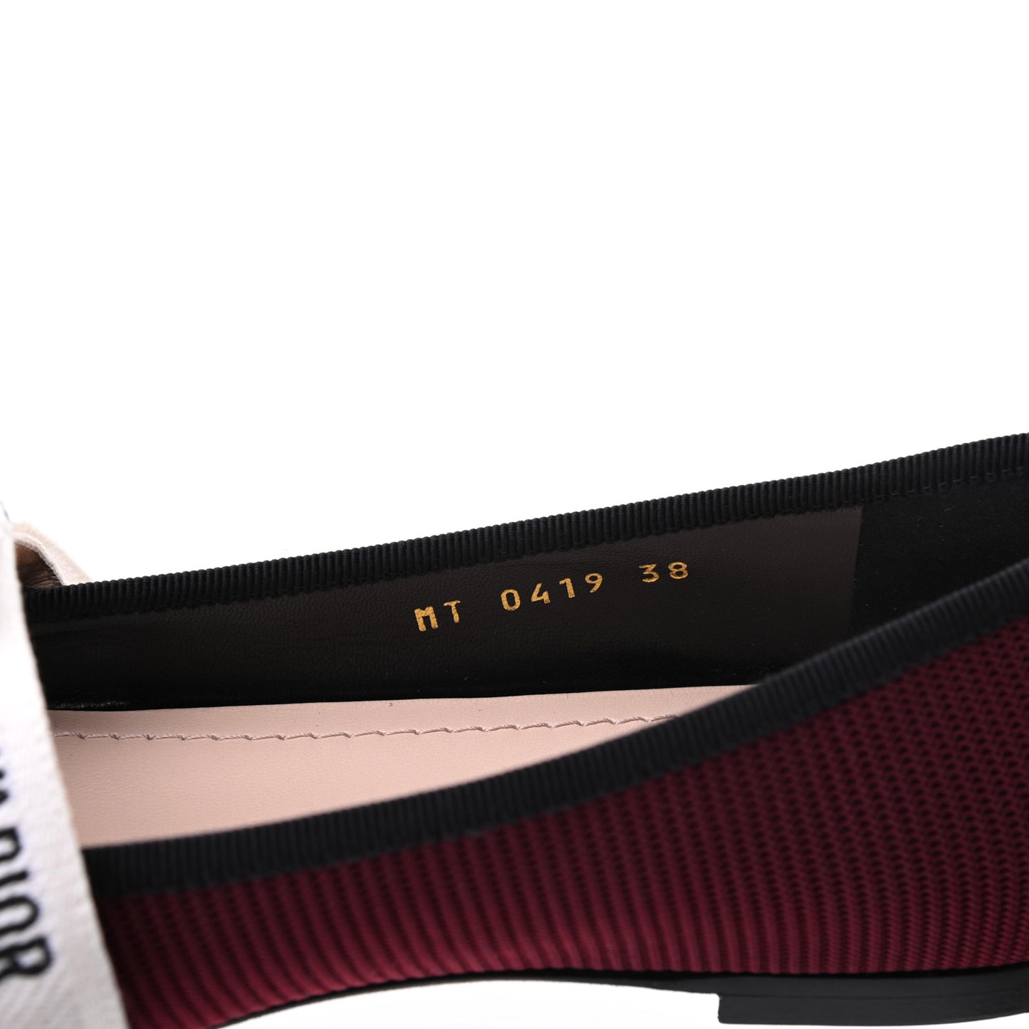 Fabric Ribbon Embroidered J'Adior Ballet Flats 38 Rouge Black