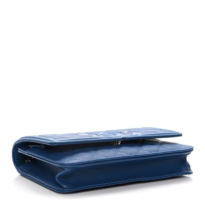 Chanel Caviar Quilted CC Filigree Wallet On Chain WOC Dark Blue 4 of 13