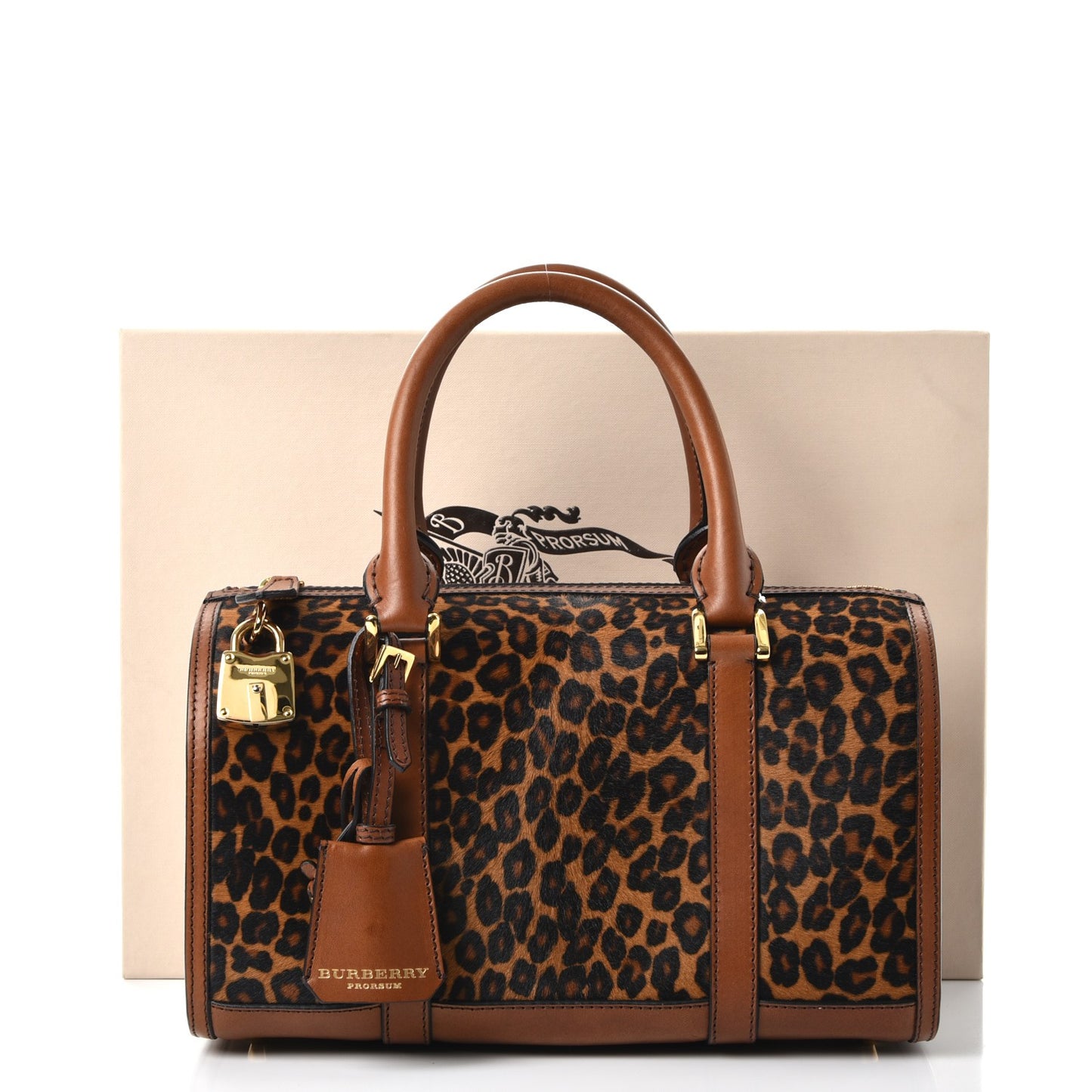 Leopard Ponyskin House Check Calfskin Boston Tan