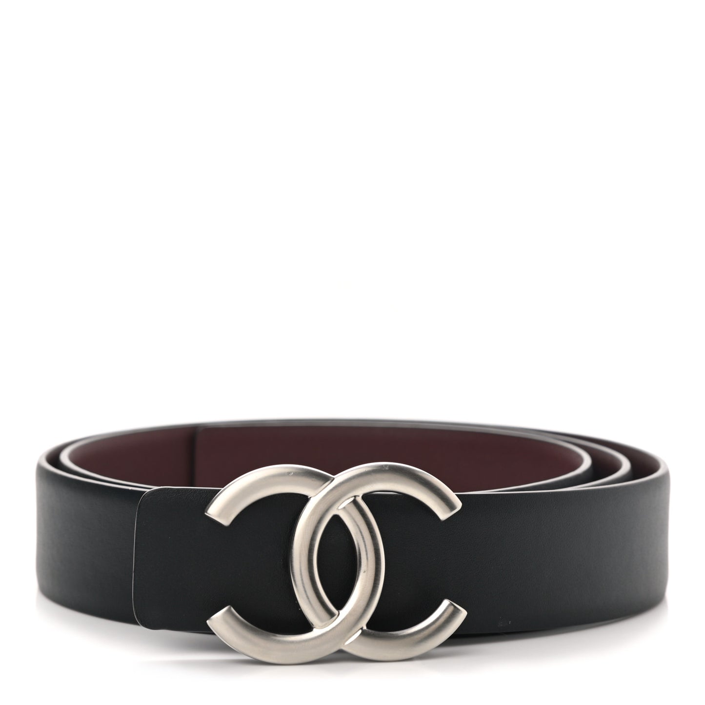 Calfskin CC Reversible Belt 95 Black Burgundy