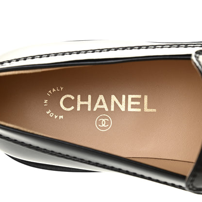 Chanel Shiny Calfskin Logo Loafers 41 Black 6 of 7