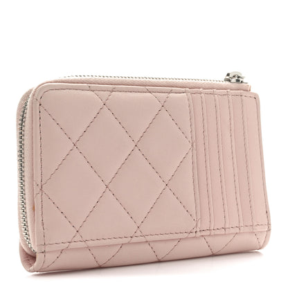 Chanel Lambskin Enamel Quilted CC Zip Around Card Holder  Pink 3 of 7