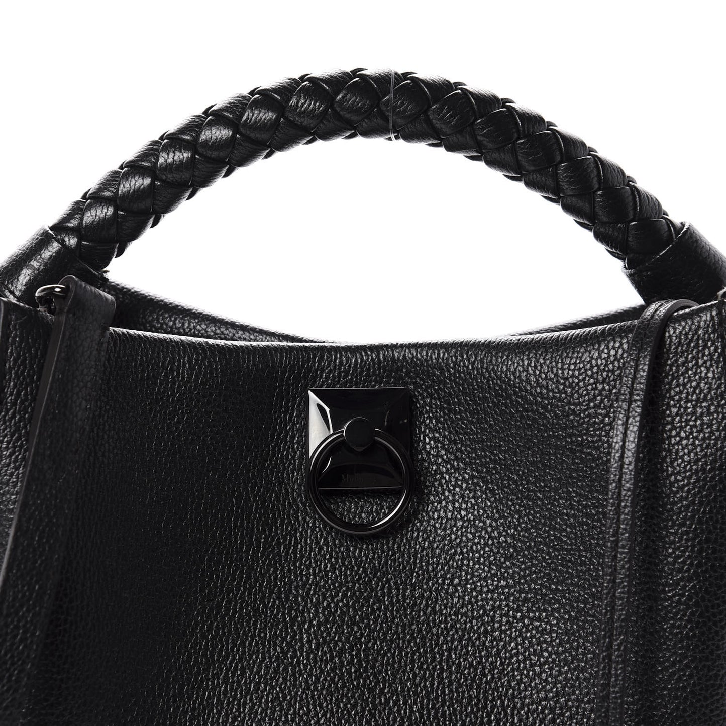 Metallic Heavy Grain Small Iris Tote Black