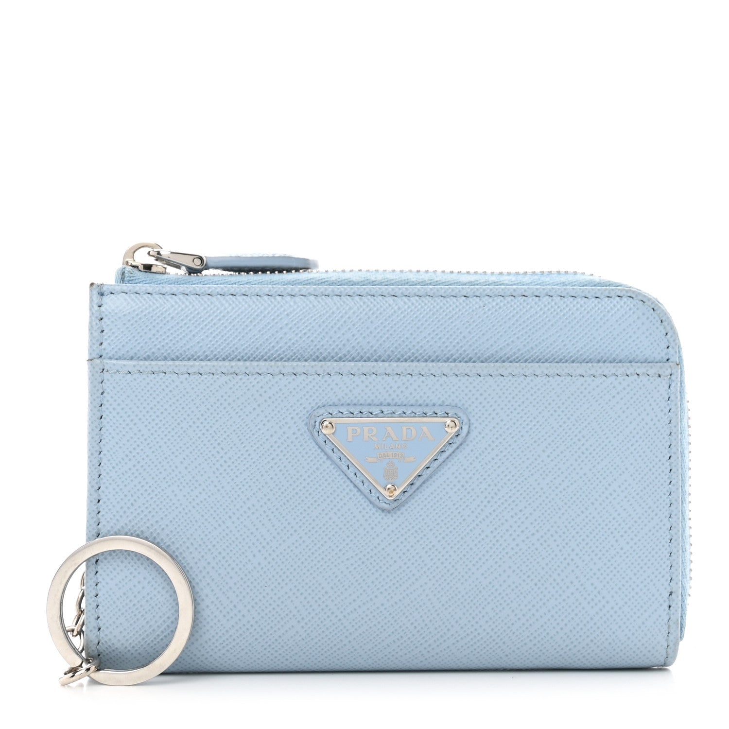 Prada Saffiano Triangle Zip Around Keychain Astrale 1 of 7