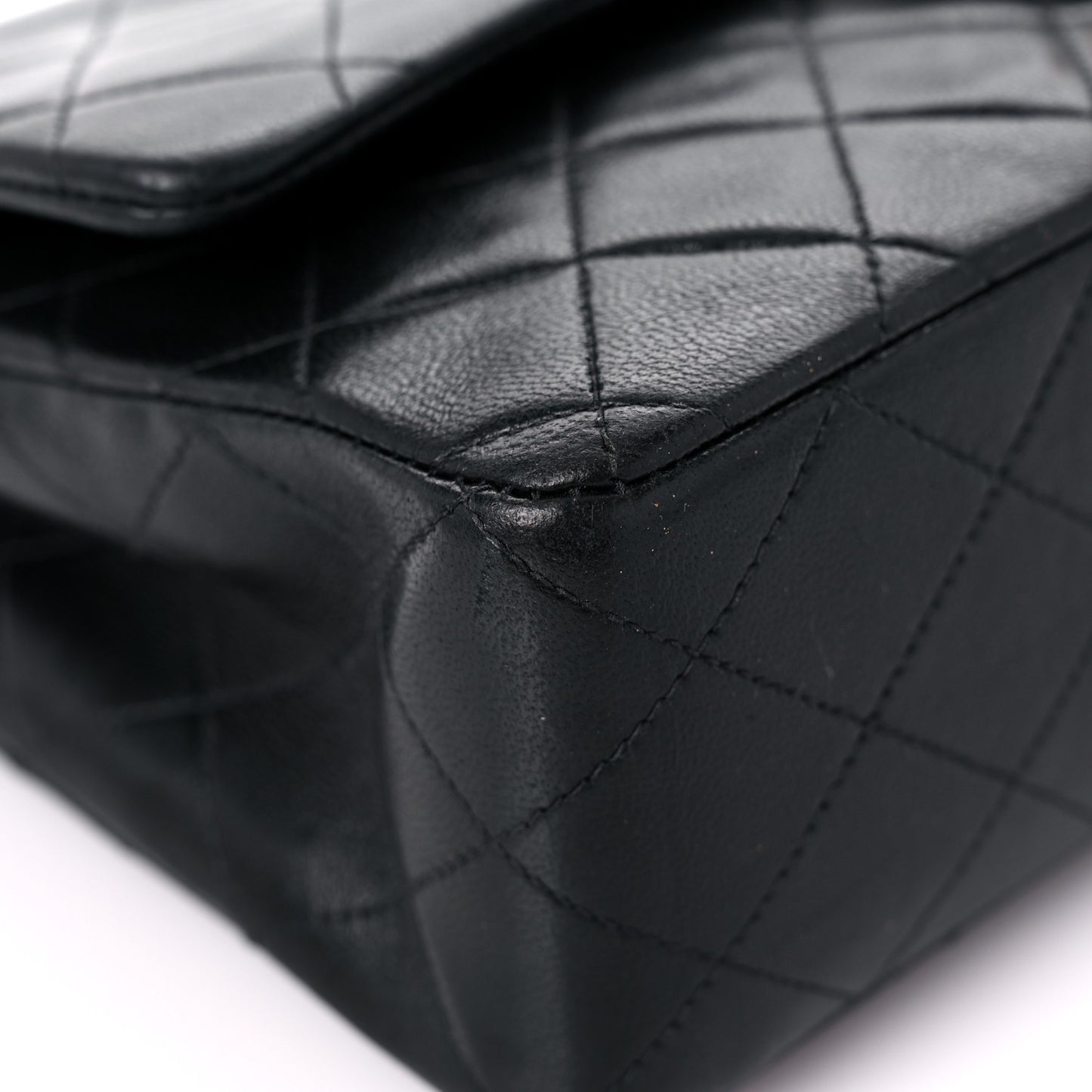 Lambskin Quilted Medium Double Flap Black