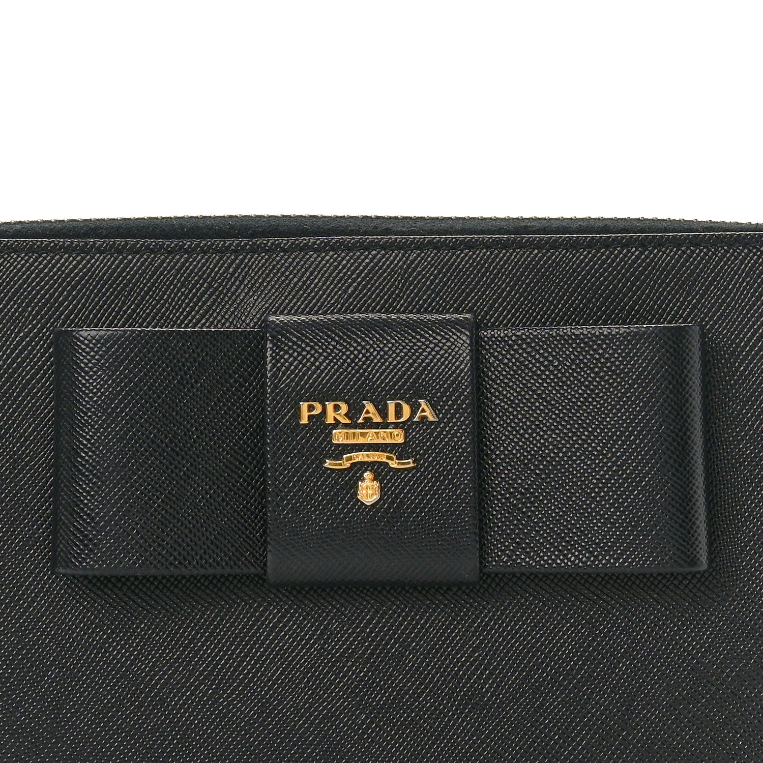 Prada Saffiano Fiocco Bow Zip Around Wallet Black Black 6 of 7