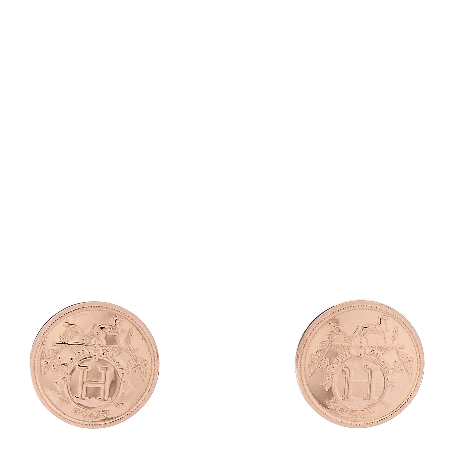 Hermes 18K Rose Gold TPM Ex-Libris Stud Earrings 1 of 5