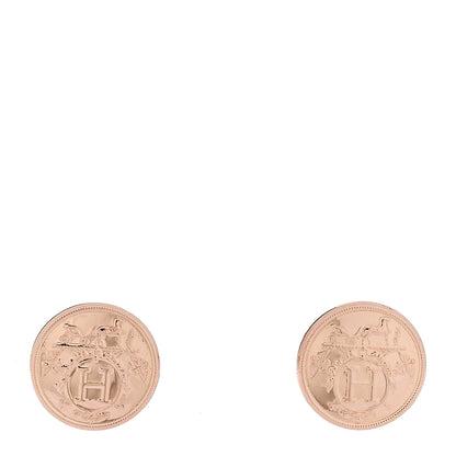Hermes 18K Rose Gold TPM Ex-Libris Stud Earrings 1 of 5