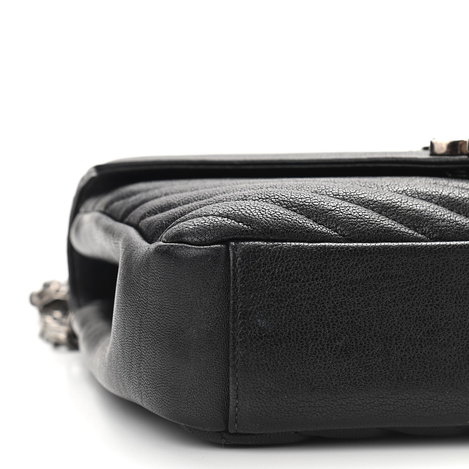 Saint Laurent Sheepskin Matelasse Chevron Monogram Medium College Bag Black 9 of 10