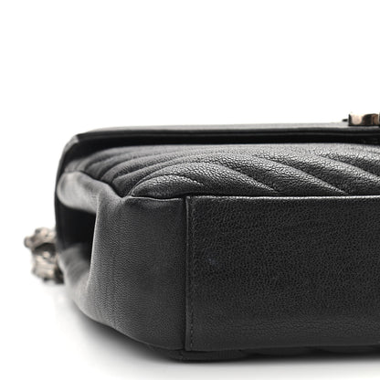 Saint Laurent Sheepskin Matelasse Chevron Monogram Medium College Bag Black 9 of 10