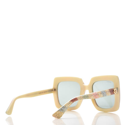 Gucci Square Frame Stripe Glitter GG0328S Sunglasses Ivory Multicolor 4 of 8